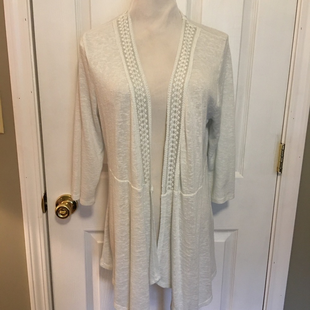 TORRID OPEN FRONT CARDIGAN SWEATER SZ 1 CROCETTE BOHO BEACH COTTAGE CORE